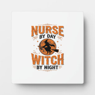 Verpleegster overdag Heks 's nachts Halloween-ontw Fotoplaat