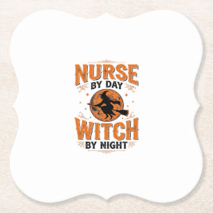 Verpleegster overdag Heks 's nachts Halloween-ontw Kartonnen Onderzetters