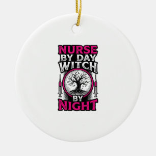 Verpleegster Overdag Heks 's Nachts Halloween Shir Keramisch Ornament