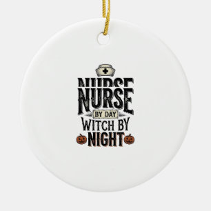 Verpleegster Overdag Heks 's Nachts Halloween Shir Keramisch Ornament
