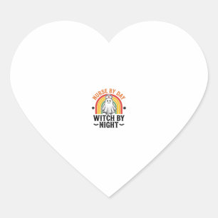 Verpleegster Overdag Heks 's Nachts Vintage Spook  Hart Sticker