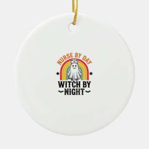 Verpleegster Overdag Heks 's Nachts Vintage Spook Keramisch Ornament