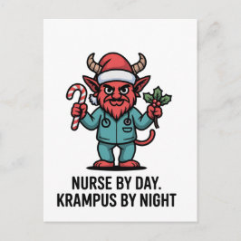 Verpleegster overdag, Krampus 's nachts, verpleegs Aankondigingskaart