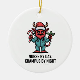 Verpleegster overdag, Krampus 's nachts, verpleegs Keramisch Ornament