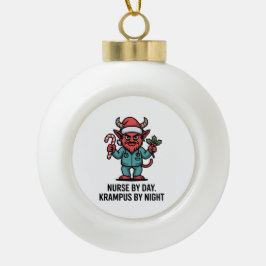 Verpleegster overdag, Krampus 's nachts, verpleegs Keramische Bal Ornament