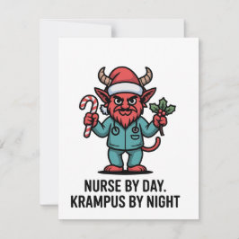 Verpleegster overdag, Krampus 's nachts, verpleegs Notitiekaartje