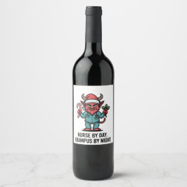 Verpleegster overdag, Krampus 's nachts, verpleegs Wijn Etiket