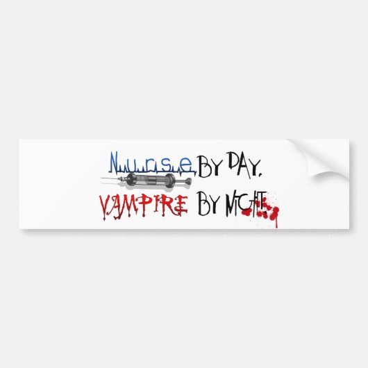 Verpleegster overdag, Vampier 's nachts Bumpersticker (Voorkant)