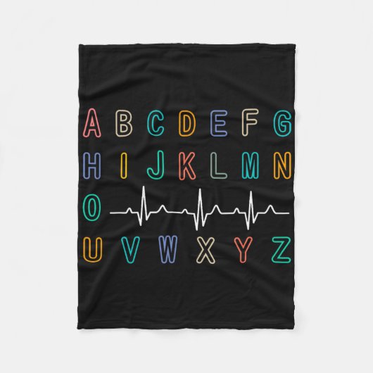 Verpleegster Parst Test ABC's EKG Strip Alfabet Gr Fleece Deken (Voorkant)