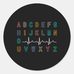 Verpleegster Parst Test ABC's EKG Strip Alfabet Gr Ronde Sticker
