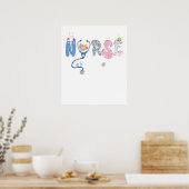 verpleegster pasen, retro, vintage poster (Keuken)