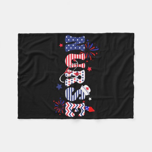 Verpleegster Patriottisch 4 juli Fleece Deken (Voorkant (Horizontaal))