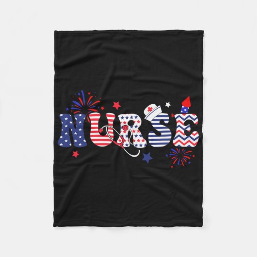 Verpleegster Patriottisch 4 juli Fleece Deken (Voorkant)