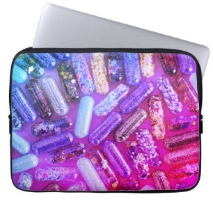 Verpleegster pil glitter kleurrijke medicatie roze laptop sleeve