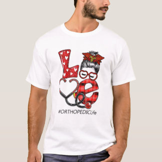 Verpleegster Plaid Luipaard Liefde T-shirt