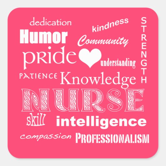 Verpleegster Pride Attributes-Hot Pink Vierkante Sticker (Voorkant)