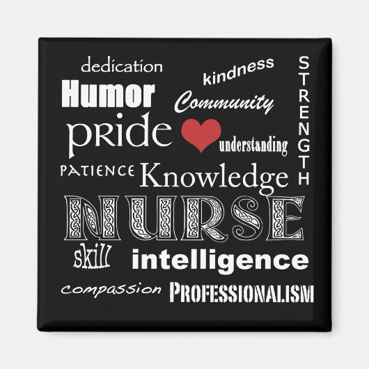 Verpleegster Pride Attributes-Zwart en Wit/met har Magneet (Voorkant)
