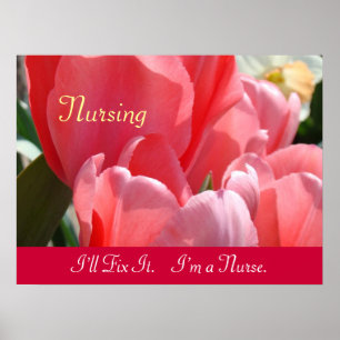 Verpleegster prints Roze Tulpen Ik Repareer Het Ik