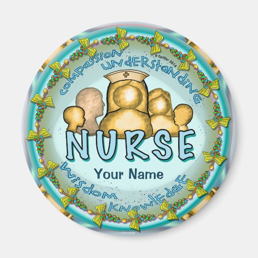 Verpleegster Rainbow Motto aangepaste naam magneet (Voorkant)