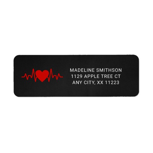 Verpleegster retouradres, rood hartslag medisch sy etiket (Voorkant)