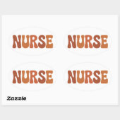 Verpleegster Retro Golf Typografie Ovale Sticker (Vel)