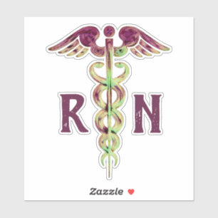 Verpleegster RN Paarse Caduceus Medische Vinyl Sti Sticker