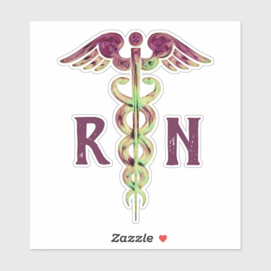 Verpleegster RN Paarse Caduceus Medische Vinyl Sti Sticker (Vel)