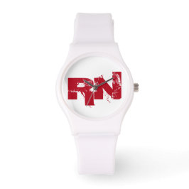 Verpleegster RN Wit Rood Typografie Custom Horloge