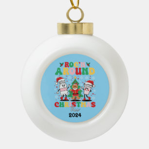 Verpleegster Roc' n rond de kerstboom Keramische Bal Ornament