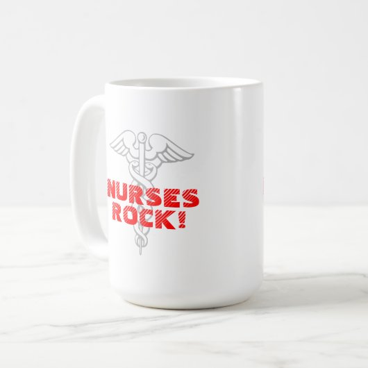 Verpleegster Rock! Mok | met het caduceus-symbool (Voorkant links)