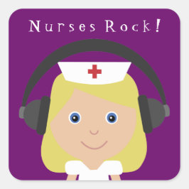 Verpleegster Rock! Vierkante Sticker