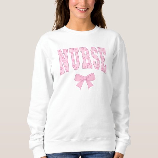 Verpleegster Roze Bow Coquette Sweatshirt Verplegi (Voorkant)