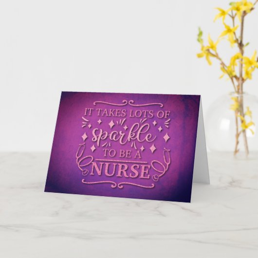 Verpleegster roze glitter dank u waardering Paarse Kaart (Gele Bloem)