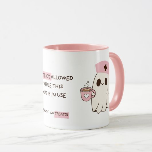 Verpleegster Schattige Ghost Halloween Mok - 11oz (Voorkant rechts)