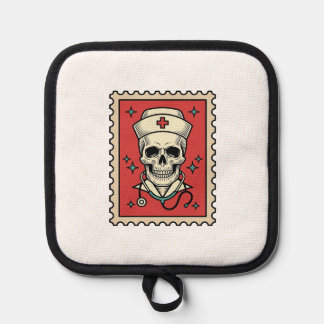 Verpleegster Schedel Grappige Retro Stempel_1 Pannenlap