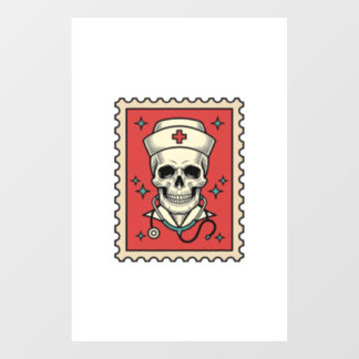 Verpleegster Schedel Grappige Retro Stempel_1 Raamsticker