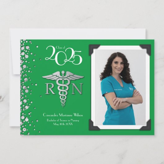 Verpleegster Silver Afstuderen Aankondiging Groen (Voorkant)