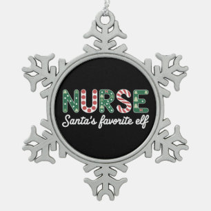 Verpleegster Sinterklaas zijn favoriete Elf Leven  Tin Sneeuwvlok Ornament