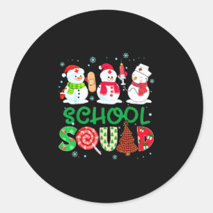 Verpleegster sneeuwman stethoscoop grappig schoolt ronde sticker