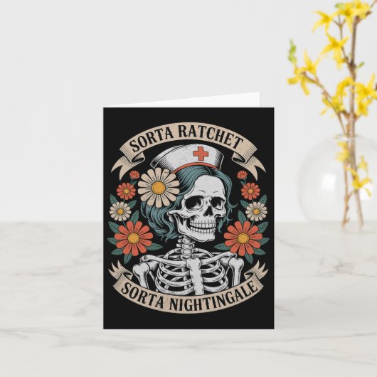 Verpleegster Soms Ratchet Soms Nachtegaal Skelet H Kaart (Gele Bloem)