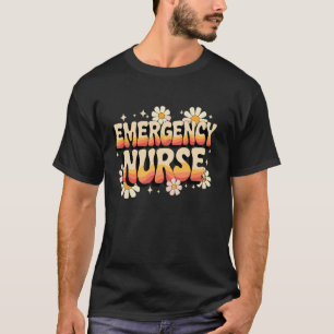 Verpleegster spoedeisende hulp Retro afdeling bloe T-shirt