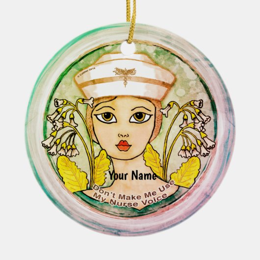 Verpleegster stem keramisch ornament (Voorkant)
