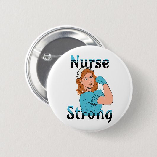 Verpleegster Sterk |  retro vibes Ronde Button 5,7 Cm (Voorkant /achterkant)