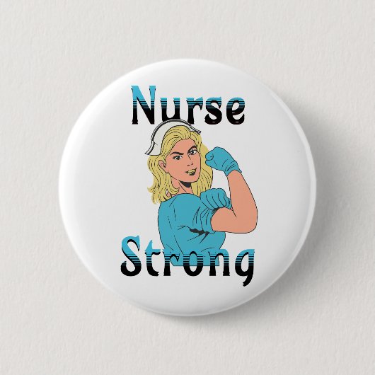 Verpleegster Sterk | retro vibes Ronde Button 5,7 Cm (Voorkant)
