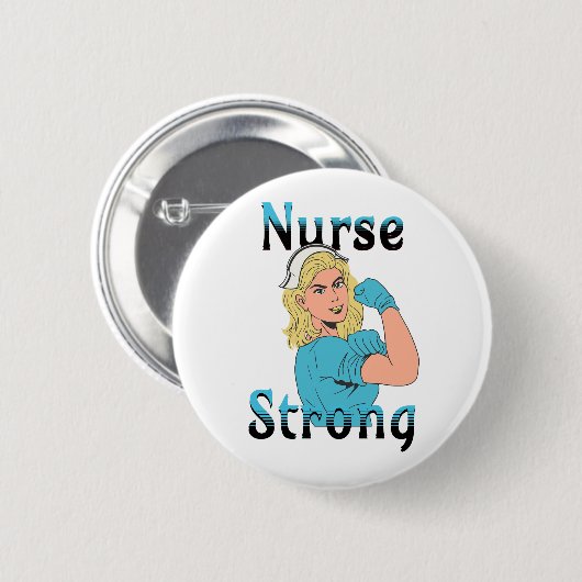 Verpleegster Sterk |  retro vibes Ronde Button 5,7 Cm (Voorkant /achterkant)