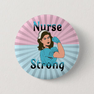 Verpleegster Sterk    retro vibes Ronde Button 5,7 Cm