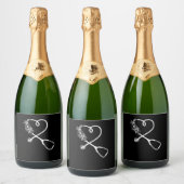 Verpleegster Stethoscoop Bloem Sparkling Wijnetiket (Flessen)