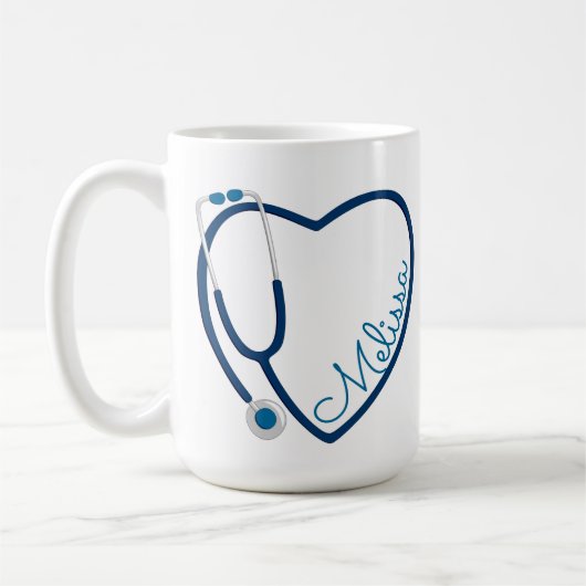 Verpleegster Stethoscoop Hart Blauw Koffie Leuke V Koffiemok (Links)