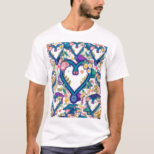 Verpleegster Stethoscoop Hartpatroon T-shirt