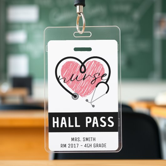 Verpleegster Stethoscoop Roze Hart Wit Hal Pasje Badge